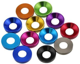 5 uds M4 M5 M6 M8 aleación de aluminio Color cabeza avellanada cabeza plana tornillo semicircular tornillo cóncavo arandela de junta de ranura cónica(Silver,5PCS_M6)