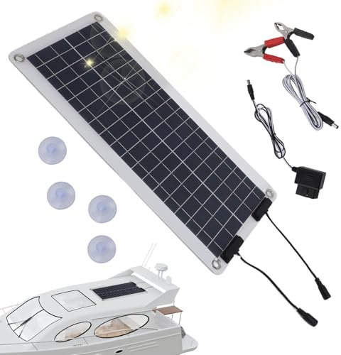 Caricatore di mantenimento solare - Caricabatterie per auto solare impermeabile da 100 W con supporto a doppia uscita. Caricabatterie di mantenimento perfetto per pannelli solari per veicoli, ca