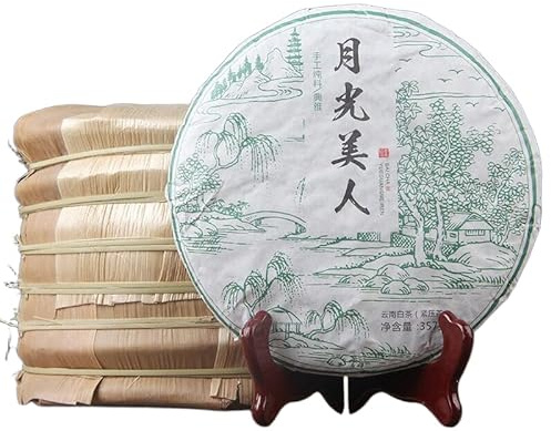 HELLOYOUNG 357g Gâteau de thé Pu'er blanc cru biologique chinois yueguang meiren Frais et vif légèrement sucré au début thé Pu'er suivi d'un arrière-goût sucré de longue durée Thé pu-erh Pu'er Tea