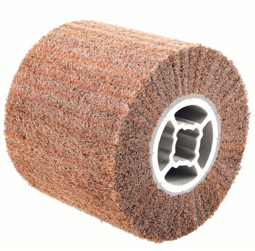 TIOMIOSEA Nylonbürste Satinierwalzen 240 Körnung | Schleifbürste 100 mm - Ø 120 mm | Schleifbreite für Satiniermaschine, Holz, Stein und Metall | zum Metallbearbeitung, Polieren & Entrosten | M19