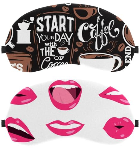 Eslifey 2 máscaras opacas para ojos, labios de mujer, expresión facial, para dormir, con correa ajustable para dormir y viajar