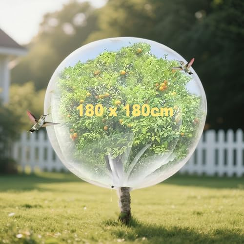 180 x 180cm Fruit Tree Netting Bird Protection, 5.9 x 5.9ft Garden Nettings Mesh Fine Bags with Zipper and Drawstring, Bird Friendly, Cover Bag for Protecting Fruits Tree Flowers Plants from Insects