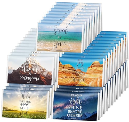 Outus Fazzoletti tascabili ispiratori formato da viaggio a 3 strati, piccoli mini paesaggi naturali, fazzoletti per il viso individuali 400 fogli con versi della Bibbia cristiana, regalo per matrimoni