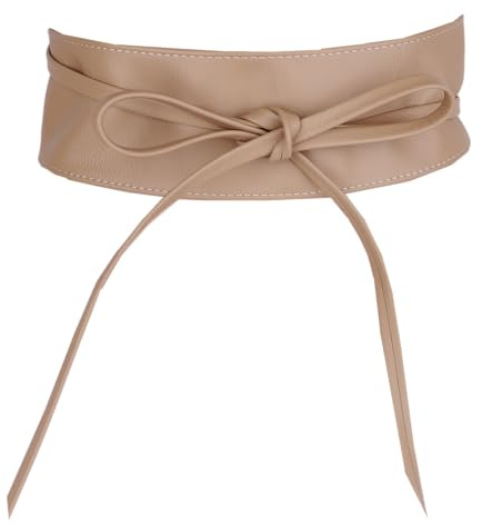 MIRROSI Taillengürtel Wickelgürtel aus Echtleder, Schleife mit breitem Bund (mit breitem Bund zum Wickeln (7cm Breit, 265cm lang) OBi Gürtel, Bindegürtel, Schnürgürtel, Wickelgürt