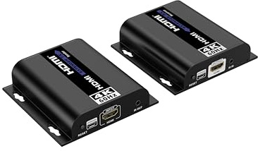 PremiumCord Extender HDMI 4K fino a 120 m tramite LAN, Over IP, Cat5/5E/6, UHD 4K 2160p 60Hz, Full HD 1080p, 4:4:4, HDMI 2.0, HDCP 2.2, Robusto Alloggiamento in Alluminio