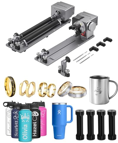 ATOMSTACK Rotary Bundle R8 Pro Rotary Chuck, Rotary Roller, 4th Axis & Y-Axis Dual Rotary Kit, For AtomStack Laser Machine, for Cylindrical & Irregular Objects (Cups, Bottles, Spheres), USB Plug Play