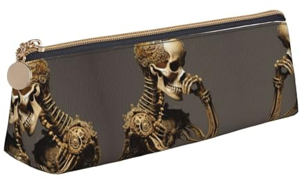 Ghjkfbf Interessante astuccio in pelle con stampa scheletro, sacchetto con cerniera per forniture di cancelleria, piccola borsa cosmetica