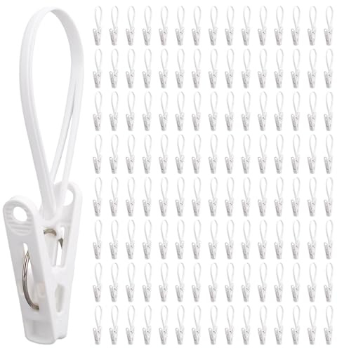 90pcs Clothes Pins with Rope, Multipurpose Laundry Hooks with Plastic Rope Hanger Clips White Clothes Pegs Baby Closet Organizer for Hanging Socks Hats Pants Bras Underwear Towel Photo Craft