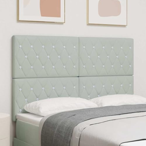 Qnhdfrt LED Kopfteil Hellgrau 80 cm Samt Wandmontage mit USB-C Anschluss, Kristalltasten Rückenlehne für Bett, Modernes Wandkissen Schlafzimmer