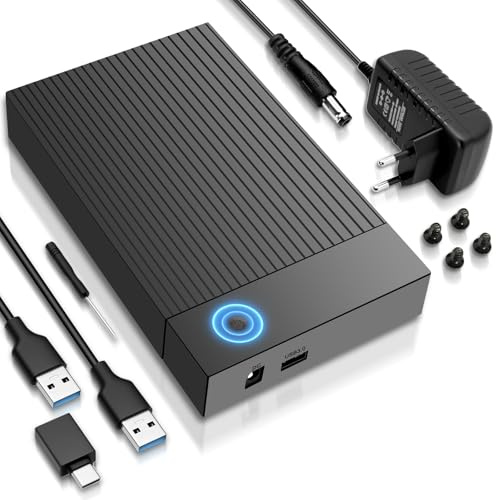 Festplatten Dockingstation USB 3.0 für 2,5 & 3,5 Zoll HDD/SSD, Externes Festplattengehäuse 3,5 Zoll mit UASP, HDD Docking Station, HDD Gehäuse für Windows, Mac, Linux(mit 12V/2A Netzadapter)