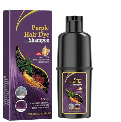 Shampoo Colorante Viola, Aggiunge Lucentezza e Morbidezza, Copertura Totale dei Capelli Bianchi, Rinforza la Cheratina dei Capelli, Applicazione Semplice a Casa, Perfetto per Rinvigorire il Colore