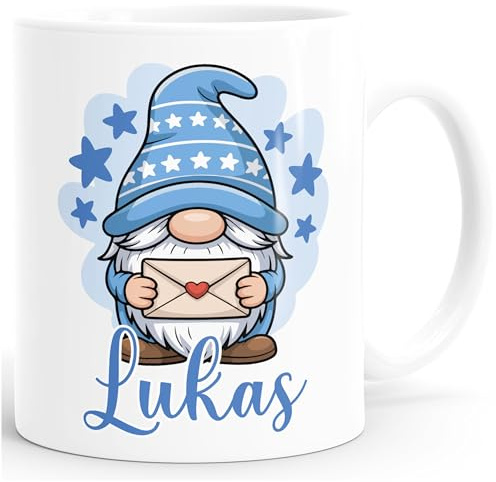 SpecialMe® Kindertasse Kunststoff Weihnachten Wichtel personalisierte Namenstasse für Kinder Jungen Mädchen Kunststoff-weiss standard