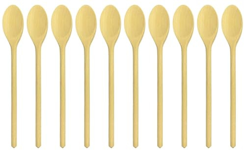 10 x Kochlöffel aus Holz 30 cm Holzkochlöffel Oval Holzlöffel Buchenholz Löffel Holzrührlöffel
