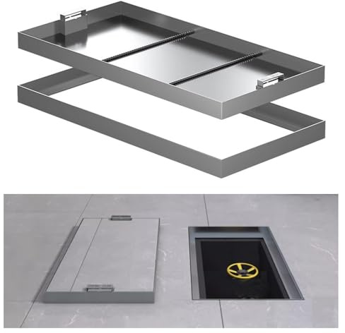 304 infällt brunhålsskydd i rostfritt stål med dolt handtag – osynlig åtkomstpanel för inomhus- och utomhusbruk, 1 st (80 x 40 x 5 cm) – kraftig, väderbeständig, säker design