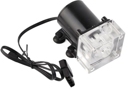 Pompa Acqua CPU Silenzioso, Mini di Raffreddamento ad Acqua per Refit PC, Pompa Filettatura G1/4 ad Alte Prestazioni con Corpo in Acrilico, Portata 600 L/H, Alimentazione 12V per