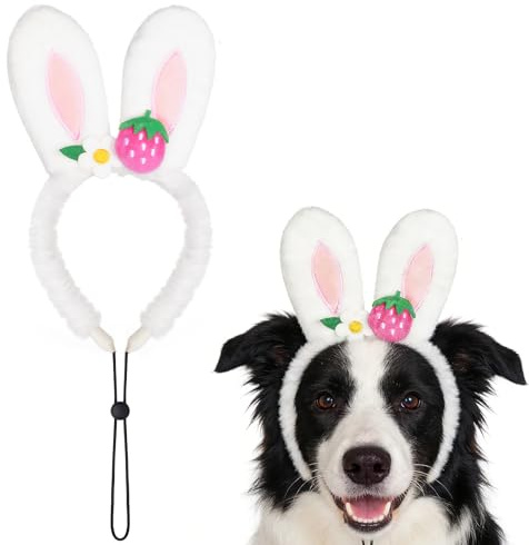 Haakong Dog Bunny Ears Costume Headband Pet Easter Outfit Headwear for Easter Halloween Holiday Party Accessory for Medium Large Dogs