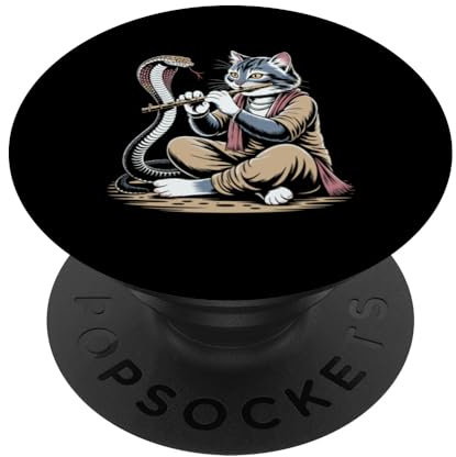 Snake Charmer Gatto Flauto Hypnotize Cobra Kitten Indiano PopSockets PopGrip Adesivo