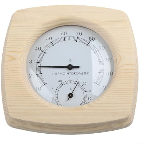 Thermomètre et hygromètre en bois pour saunas, hammam et salle de bain - Pas besoin de batterie, résistant à la chaleur