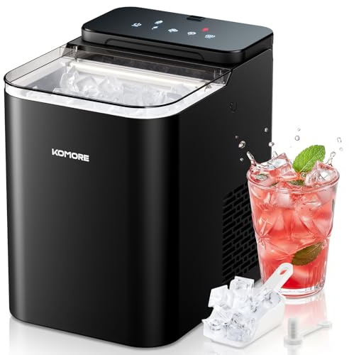 KOMORE Ice Maker Machine Counter Top Ice Machine 16 Square Cubes in 11 Mins