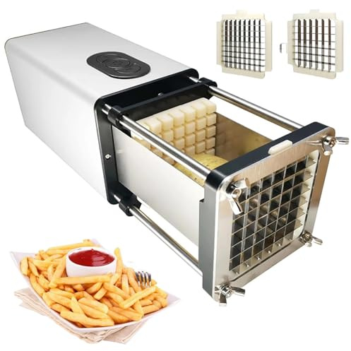 Máquina cortadora eléctrica de patatas fritas, trituradora de patatas de acero inoxidable con cuchillas de 1/2 y 3/8, picadora de verduras para patatas, zanahorias, pepinos, cebollas