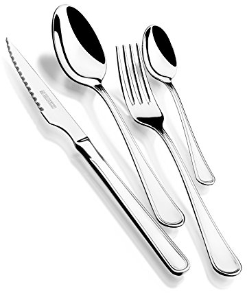 Monix Manila Set di Posate, 24 Pezzi, in Acciaio Inox 18/10, con Coltelli da Bistecca