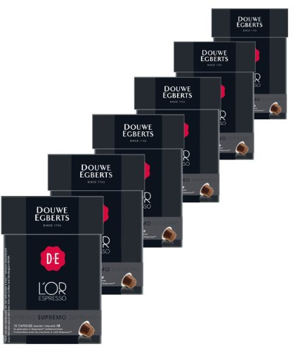 Douwe Egberts L´OR Espresso Supremo, Lot de 6, 6 x 10 Capsules, compatibles avec machines Nespresso
