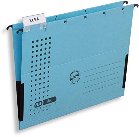 ELBA Hängetasche chic für A4, aus Karton, mit Leinenfröschen, blau, 25er Pack