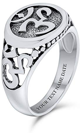Bling Jewelry Om-Siegelring mit Devanagari-Schrift für Frauen und Männer oxidiertes .925 Sterlingsilber