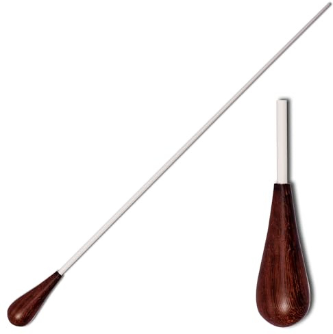 Montford Conductor's Baton – 16 with Pau Rosewood Pear-Shaped Handle and White Lacquered Stick, Precision Crafted for Orchestral & Band Conducting - MFBW16P