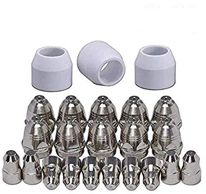 SUSEMSE P80 Plasmazubehör Verschleißteile, Plasmadüsen + Elektroden + Keramikkappen für P-80 CUT Plasmaschneider-Brenner, Set 23-teilig