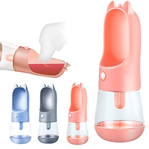PJDDP Bouteille d'eau Portable pour Chien pour Marcher Et Voyager, Distributeur d'eau pour Chien, Tasse De Boisson De Voyage, Bol À Boire pour Animaux De Compagnie, Extérieur Étanche sans BPA,Rose