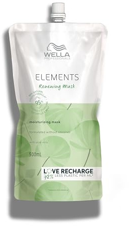 Wella Professionals Elements Renewing Mask – reparierende Haarmaske für trockenes und kaputtes Haar – Haarkur mit Antioxidantien und Olivenessenz für Glanz und Geschmeidigkeit – Nachfüllpack 500 ml