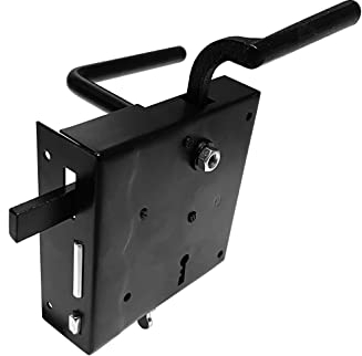 BAUSTER® Kastenschloss Schwarz Links/Rechts – Pulverbeschichtetes Aufschraubschloss aus Stahl – Rostfrei & Robust – Stumpfdrücker-Länderschloss mit Griff (RECHTS)