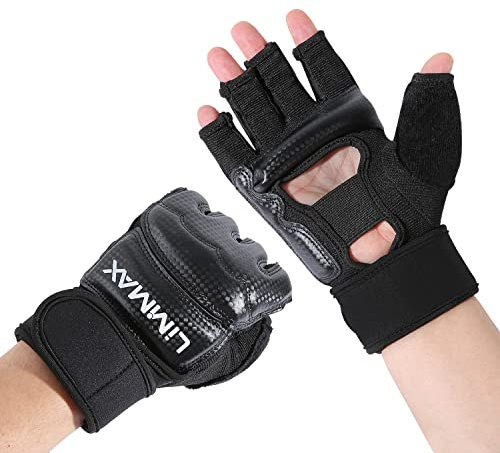 LiMMAX Kickboxing Sparring Gloves MMA Gloves for Men Women Half Finger Boxing Gloves Fighting Gloves Boxing Gloves for Punching Bag Training Gloves for Men Women Black M