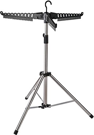 Sinbide Wäscheständer für Hemden, Faltbarer Wäscheständer Platzsparend, Klappbarer Kleiderstaender, Bügelwäscheständer, Mit Stahlrohr (Schwarz)