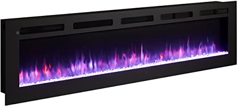 BALDERIA Elektrokamin Leif 70'' | Elektrischer Wand- oder Einbaukamin 3D-Flammeneffekt | Elektro Heizung 1800W | Kamin mit Fernbedienung, Startsteuerung, Timer & Thermostat | Schwarz