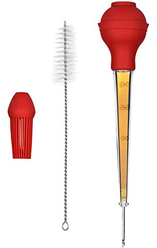 Baster Sprayer, Pump with Removable Food Grade Silicone Lamp, Bulb Baster Set with Cleaning Brush for Cooking Basting Meat Poultry Beef Chicken Hepvet