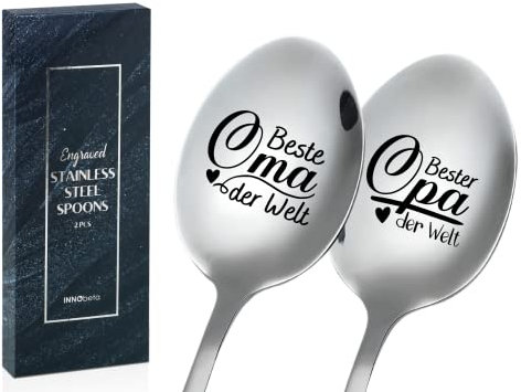 Vatertagsgeschenk Für Oma Und Opa, Geschenke Für Oma Und Opa, Bester Opa der Welt, Beste Oma der Welt, löffel Kaffeelöffel mit Gravur, Gestaltung Edelstahl, Mit Geschenkbox, 2ST