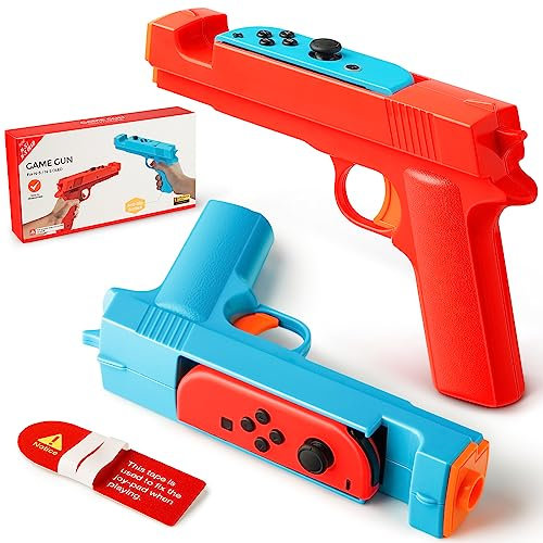 KOEBSHPE NS Switch Gun Controller Compatible with Switch/Switch OLED Joy-Con, Switch Shooting Gun Controller, NS Gun for Hunting Games, Joy-Con Gun Grip (Blue + Red)