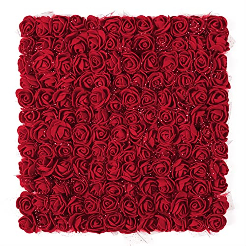 MWOOT Fiori Artificiali Borgogna, 144 Pezzi Mini Rose Finte, Rose in Schiuma Piccoli per Matrimonio Bouquet Da Sposa Festa San Valentino Decorazione, 2.5CM Teste di Rose Finti Fai Da Te