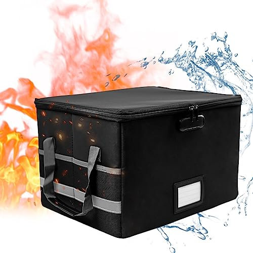 Rianpesn Feuerfeste Dokumentenbox,wasserdichte feuerfeste Box Aufbewahrungsbox Safe - Tragbare feuerfeste Dokumententasche mit Schloss, Aktenschrank für Bargeld, juristische Akten