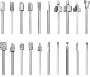 QWORK® 20tlg HSS Fräser Set, Router Bits Set, 3mm Schaft, für Holzschnitzerei, Fräsen, Gravieren