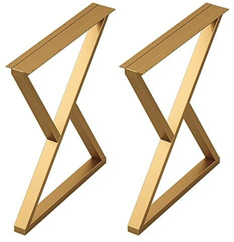 ASHILD 2 Stück Metallmöbel-Tischbeine, Schwarz/Gold, DIY-Möbelfüße aus Stahl, Schreibtischbeine verstellbar, Couchtischbeine, mit Schrauben, für Badezimmer, Küchen, Bars,Gold-50×100cm/19,7×39,4in