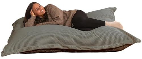 bananair - Giant Bean Bag Sofa for Adults & Kids - Comfortable Foam Filling - Ultra Soft Corduroy Fabric - Removable & Machine Washable Cover - XXL Fluffy Bean Bag Chair (180x140 cm, Dark Grey)