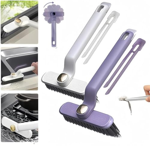 2 Pcs Multi-Function Rotating Crevice Cleaning Brush, 360°Rotating Hard Bristle Crevice Cleaning Brush, Bathroom Cleaning Brush, Tile Groove Window Gaps Crevice Cleaning Tool for Kitchen Bathroom