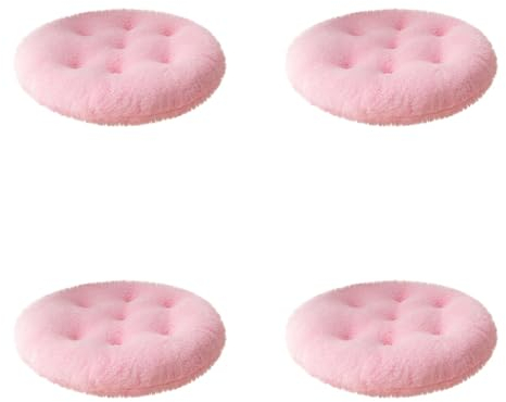 4 Pc Runden Plüsch Stuhlkissen 36x36 cm Sitzkissen Gefüllt, Memory Foam Kissen, Outdoor Gartenstuhlkissen, Garten Sitzpolster Set für Rattanstühle, Outdoor Stuhlauflage, Rosa