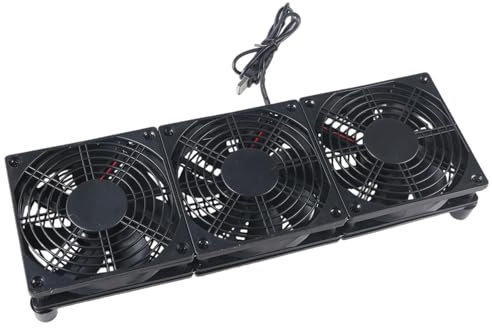 CASNO Ventiladores USB para computadora, tres ventiladores USB de 120 mm, 5 V, 45 CFM, ventilador de refrigeración grande para módem y enrutador, receptor USB de 120 mm