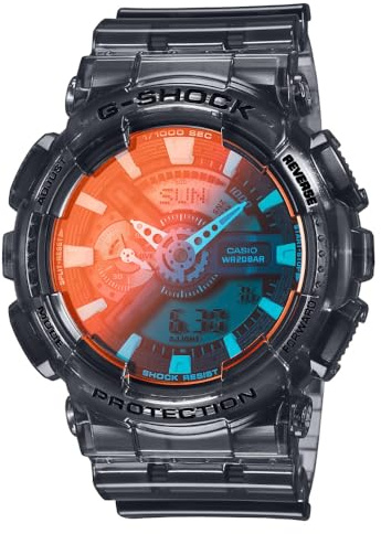 Casio G-Shock GA110TLS-8A | Große transparente graue Uhr | 200 m WR | stoß- und magnetisch resistent | LED-Licht | Weltzeit | 1/1000 Sekunden Stoppuhr, GRAU, Modern