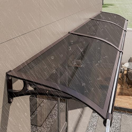 Moderne Außenüberhang-Markise für Fenster und Türen, Aluminiumhalterung, Polycarbonat-Überdachung mit Regenrinnen, UV-Schutz (L80 x B3)