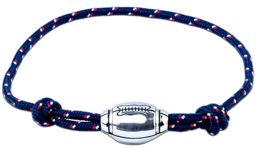 Ernestine - Bracelet rugby - taille ajustable, cadeau parfait pour les joueurs de rugby, avec breloque ballon ovale - bracelet regalble XV de France pour hommes - cadeau homme - cadeaux rugbyman